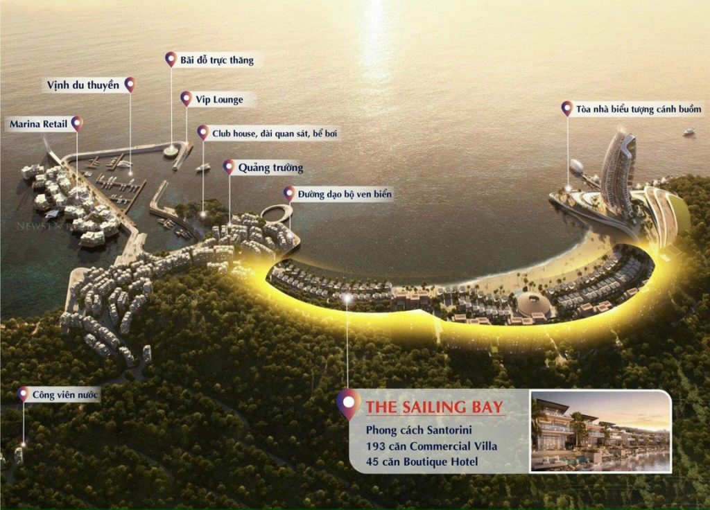 Vị trí trung tâm kết nối của biệt thự The Sailing Bay